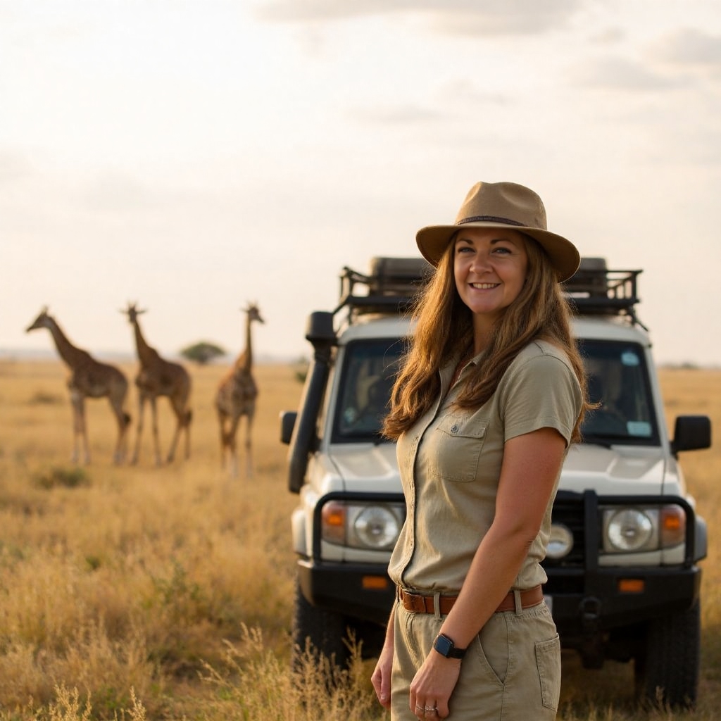 Woman in safari attire